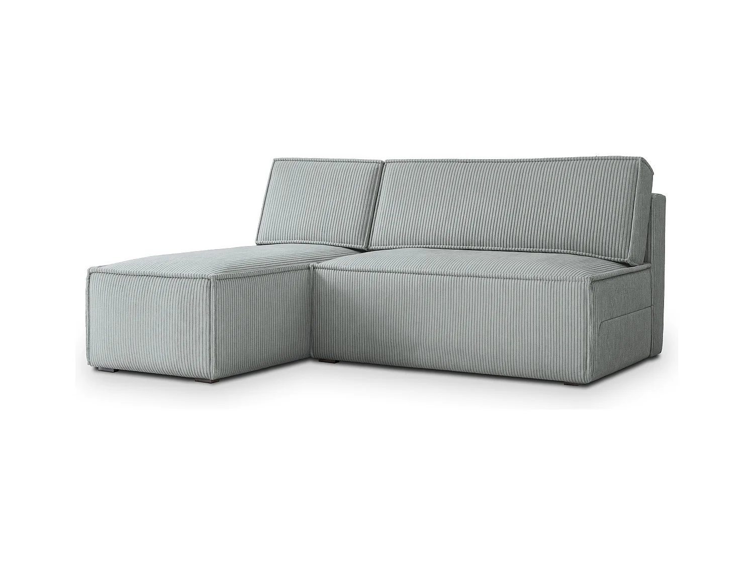 Canapé d'angle BRISO Gris clair en velours côtelé avec fonction de couchage