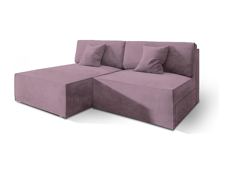 Canapé d'angle FIORO Parme en velours avec fonction de couchage
