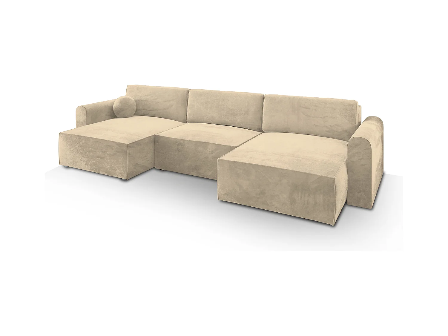 Canapé d'angle FENTO Crème en velours avec fonction de couchage