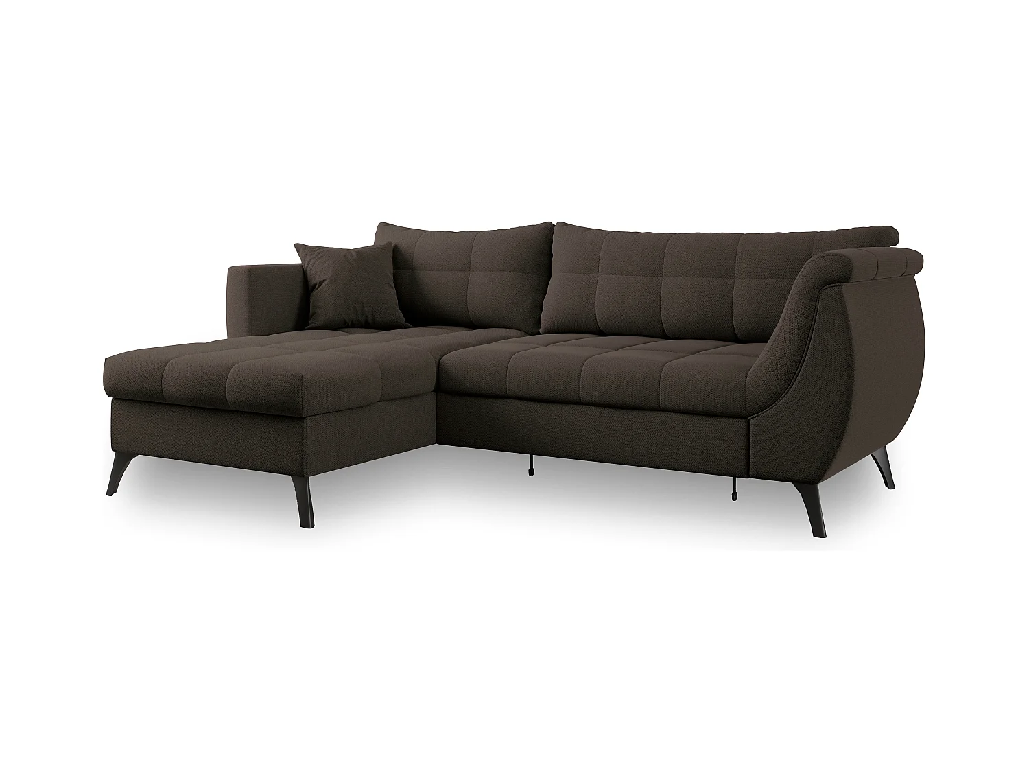 Canapé d'angle MOLLIS Marron en tissu texturé avec fonction de couchage