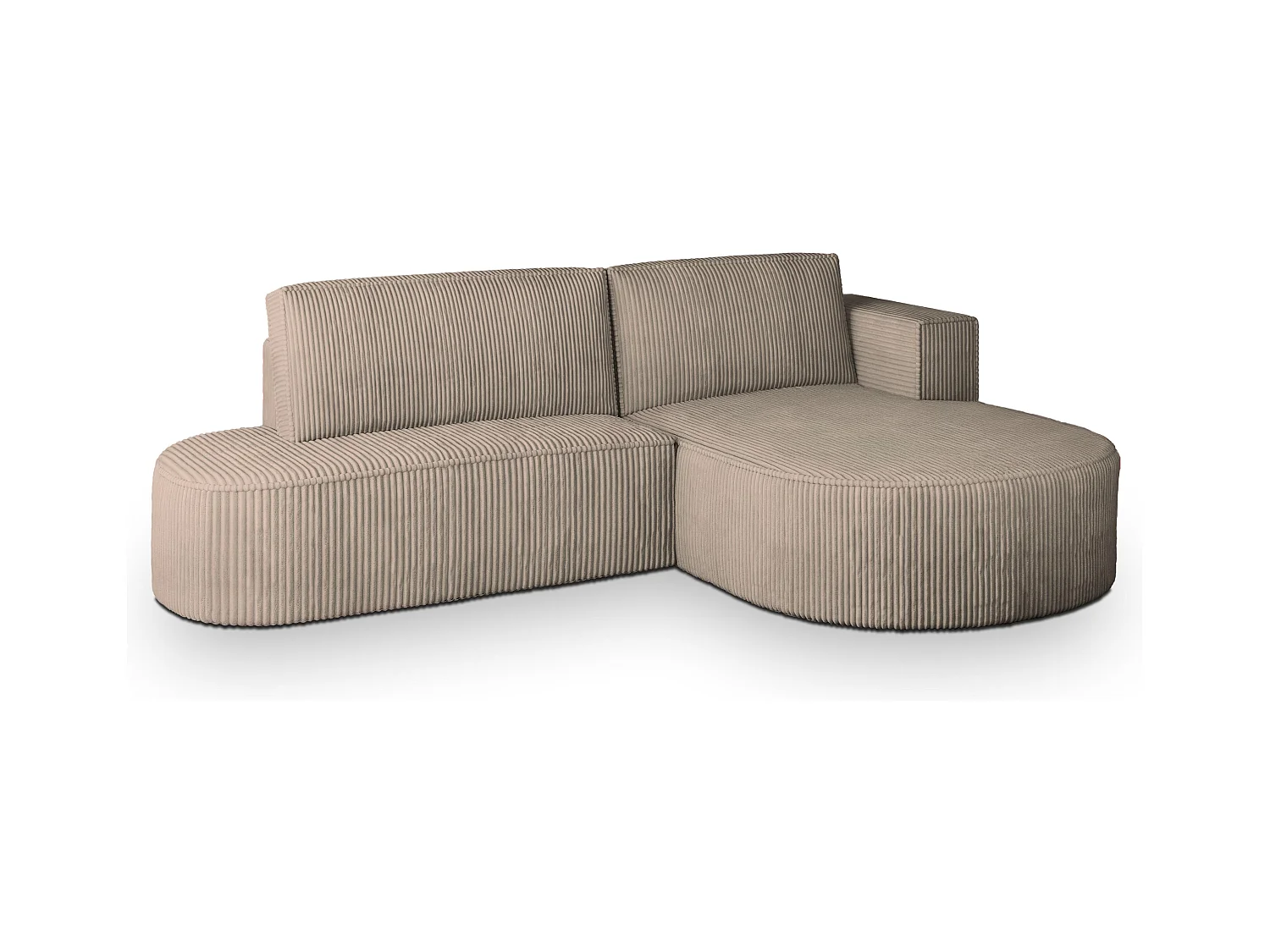 Canapé d'angle CORTIO Beige en velours côtelé avec fonction de couchage