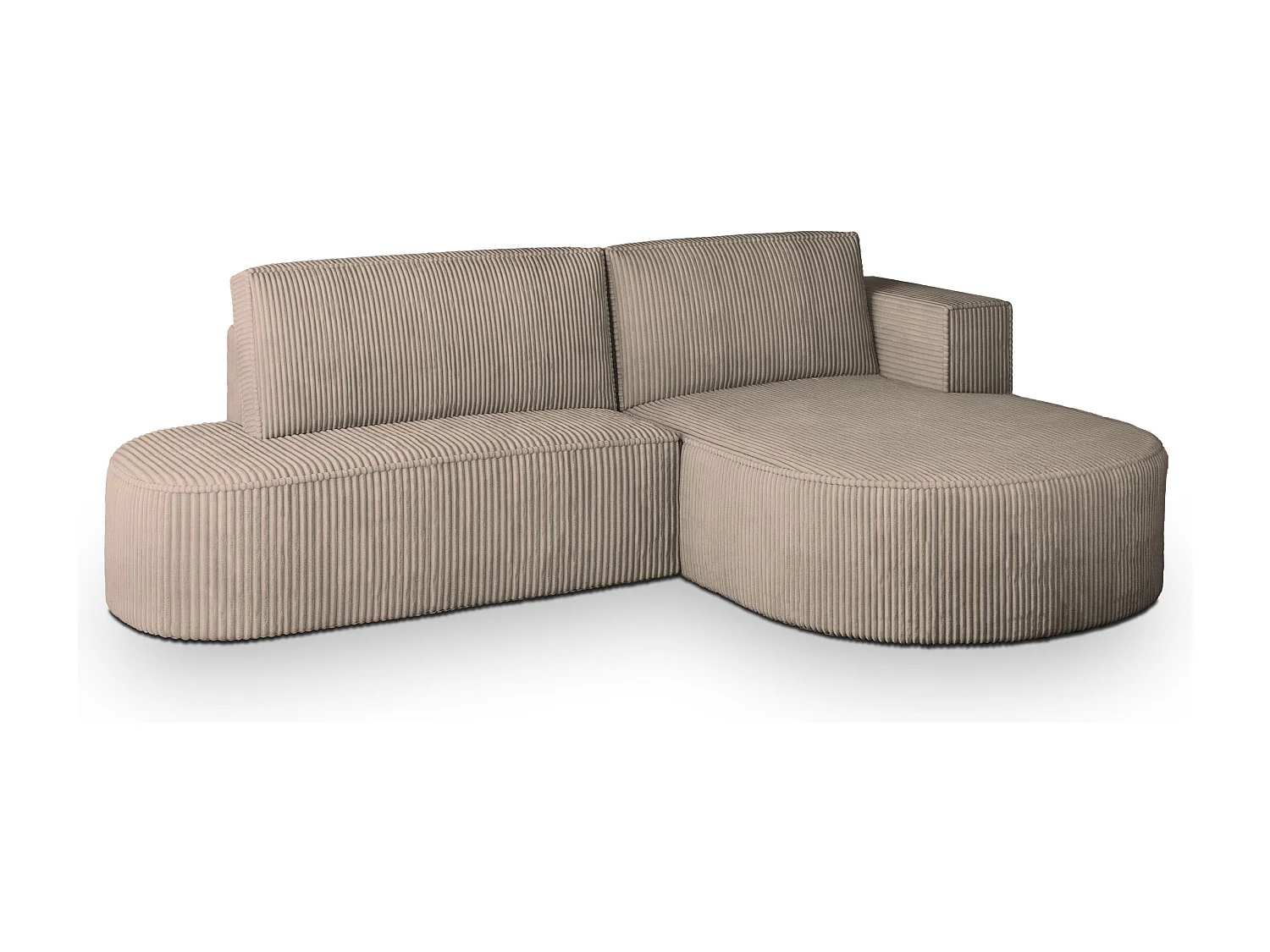 Canapé d'angle CORTIO Beige en velours côtelé avec fonction de couchage