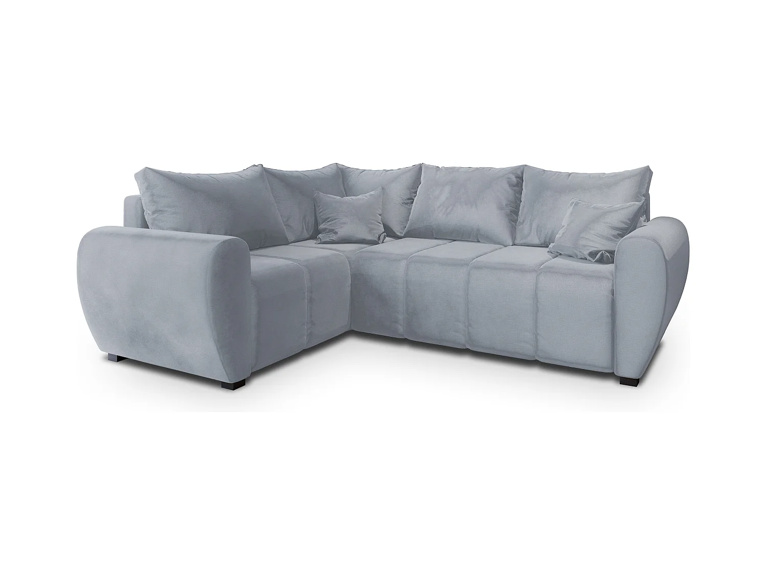 Canapé d'angle MADISON Gris clair en peluche avec fonction de couchage