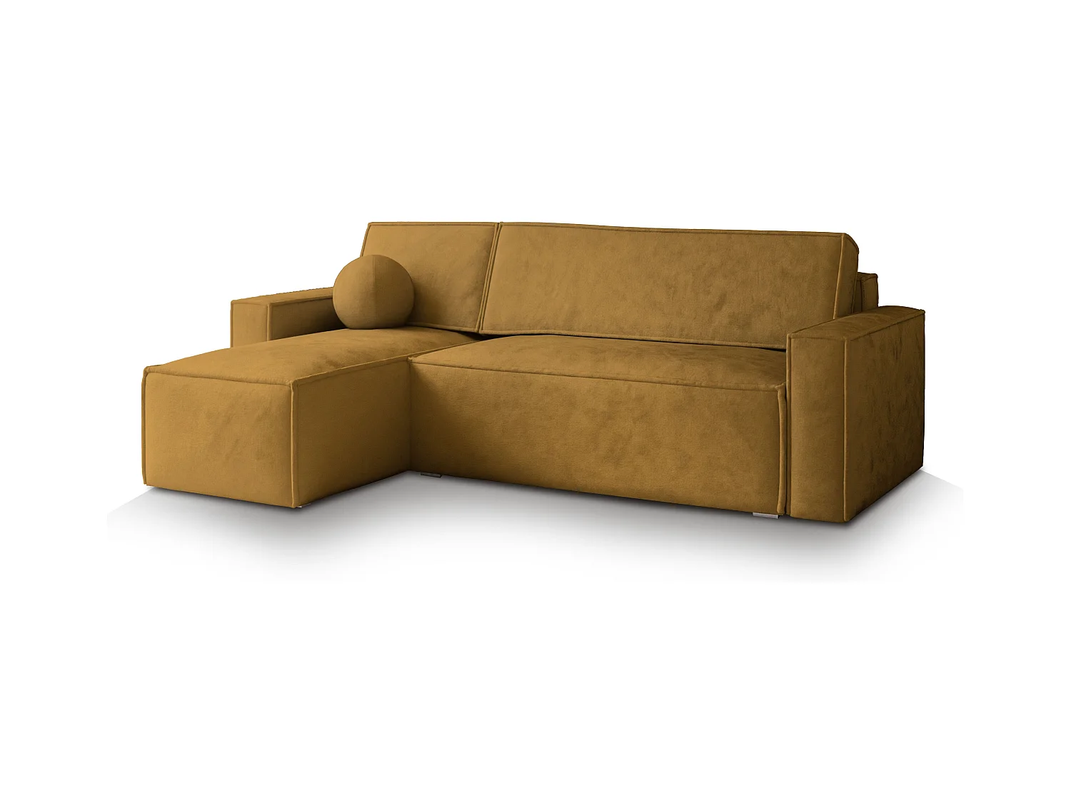 Canapé d'angle RAVELO Jaune en velours avec fonction de couchage