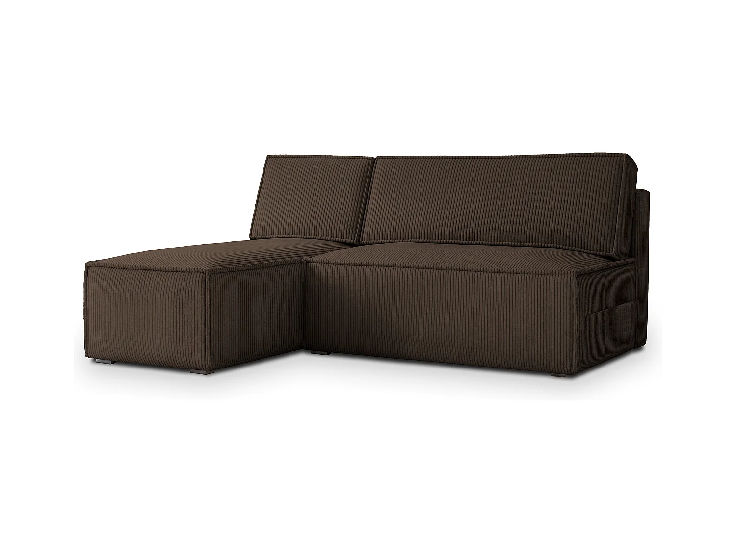 Canapé d'angle BRISO Marron en velours côtelé avec fonction de couchage