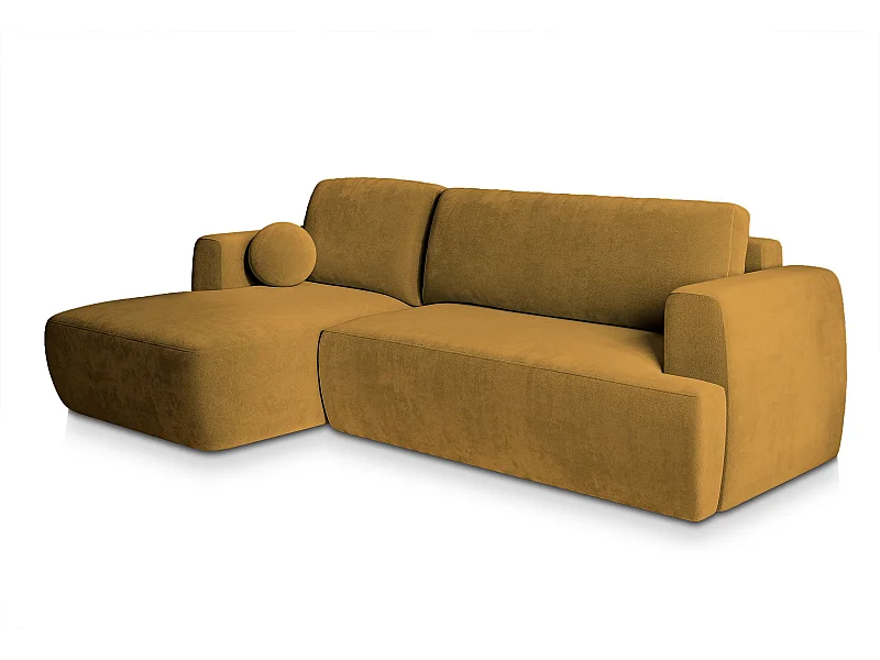 Canapé d'angle SENTI Jaune en peluche avec fonction de couchage