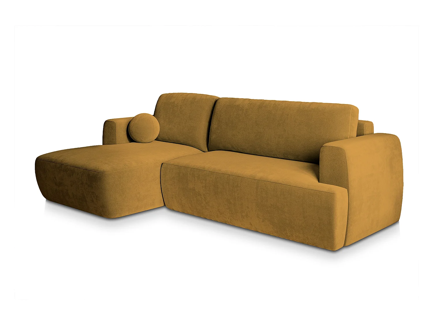 Canapé d'angle SENTI Jaune en peluche avec fonction de couchage