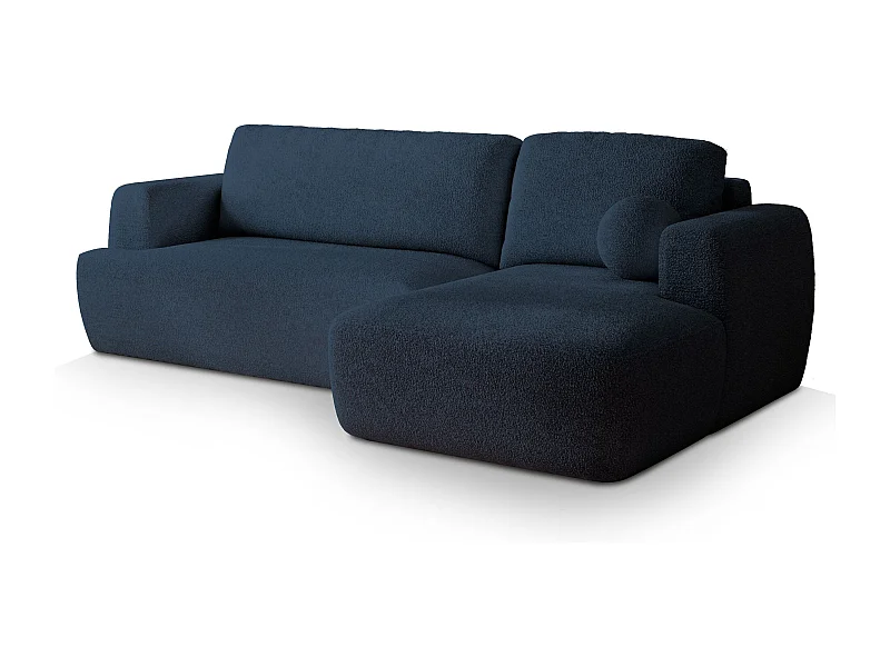 Canapé d'angle SENTI Bleu en bouclé avec fonction de couchage