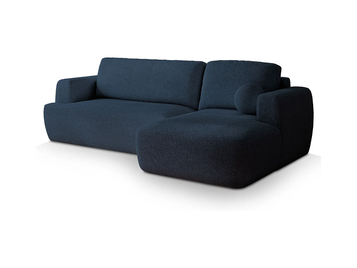 Canapé d'angle SENTI Bleu en bouclé avec fonction de couchage