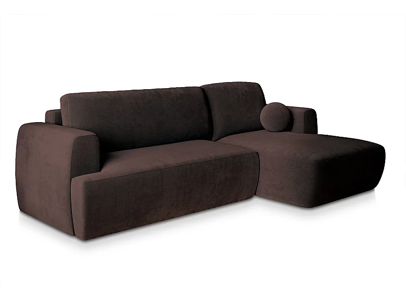 Canapé d'angle SENTI Marron en peluche avec fonction de couchage