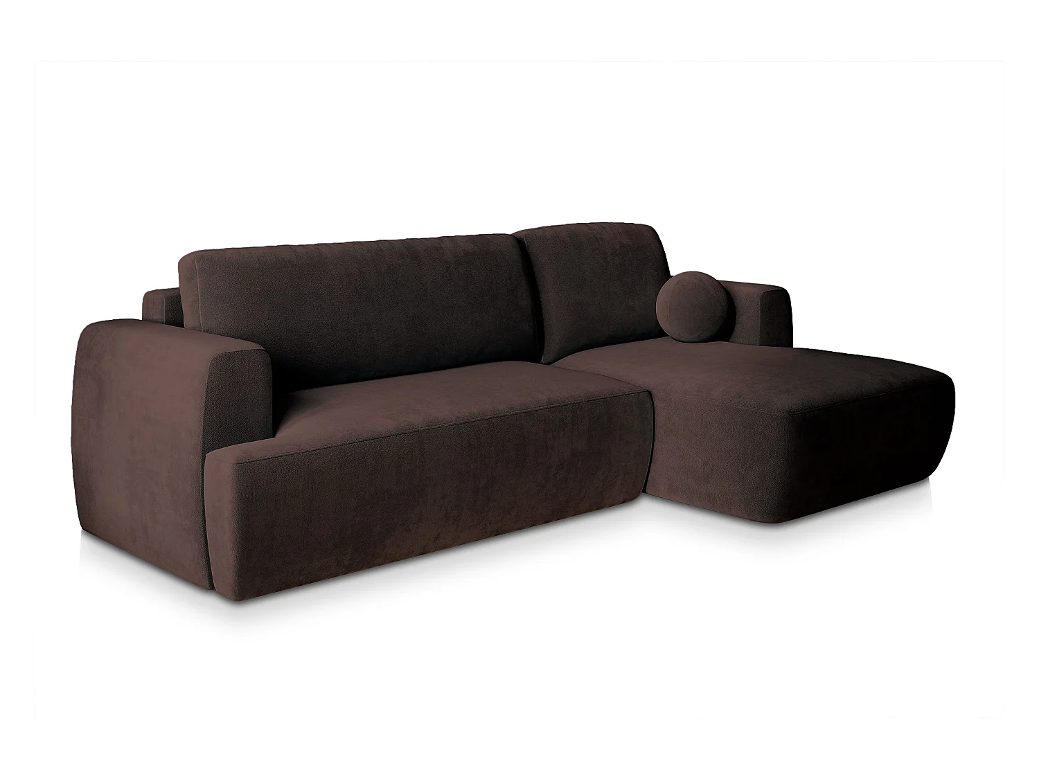 Canapé d'angle SENTI Marron en peluche avec fonction de couchage