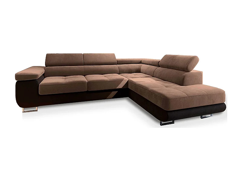 Hoekbank SELVA van fluweel met slaapfunctie Beige