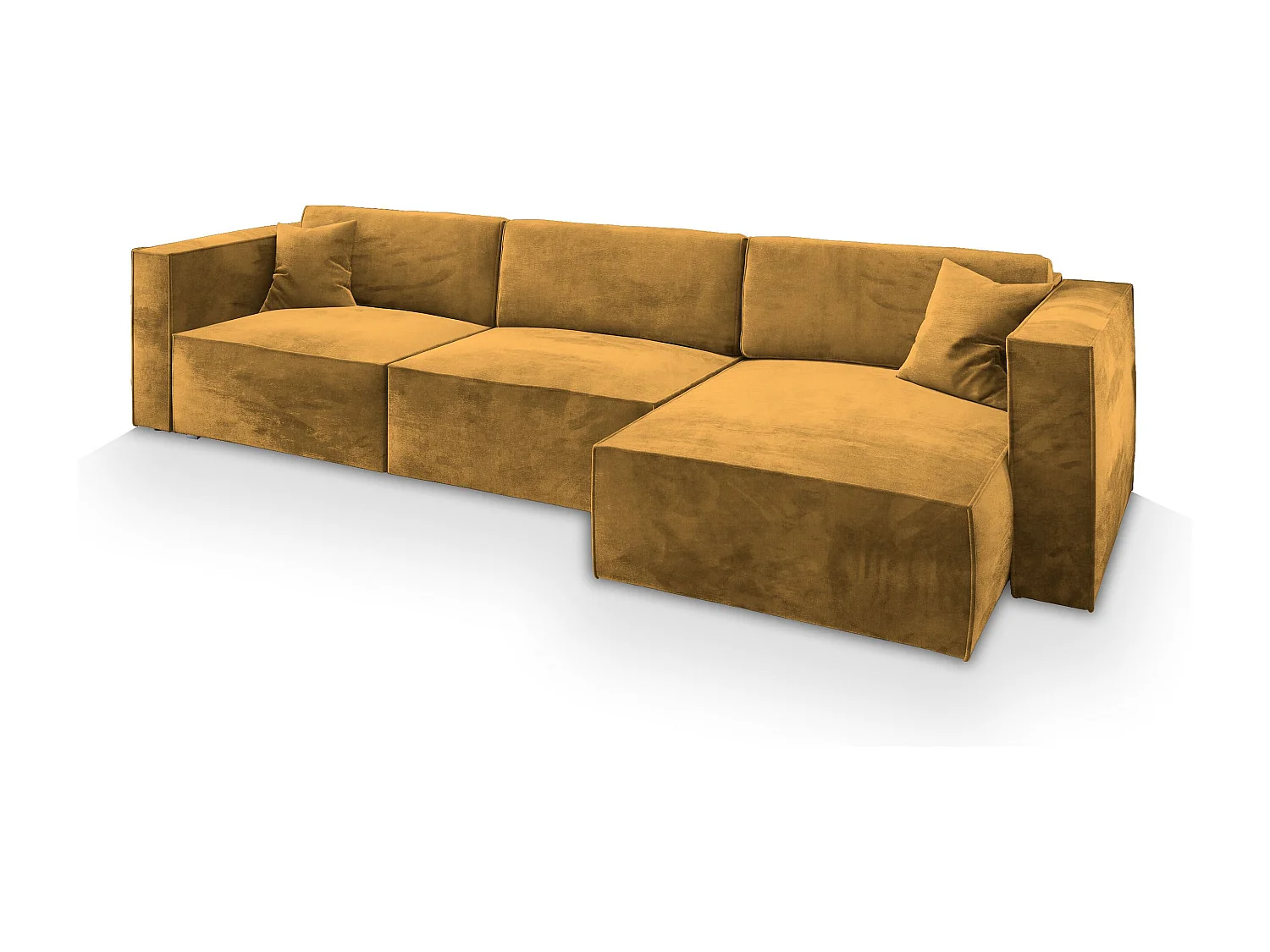 Canapé d'angle TOLMO Jaune en velours avec fonction de couchage