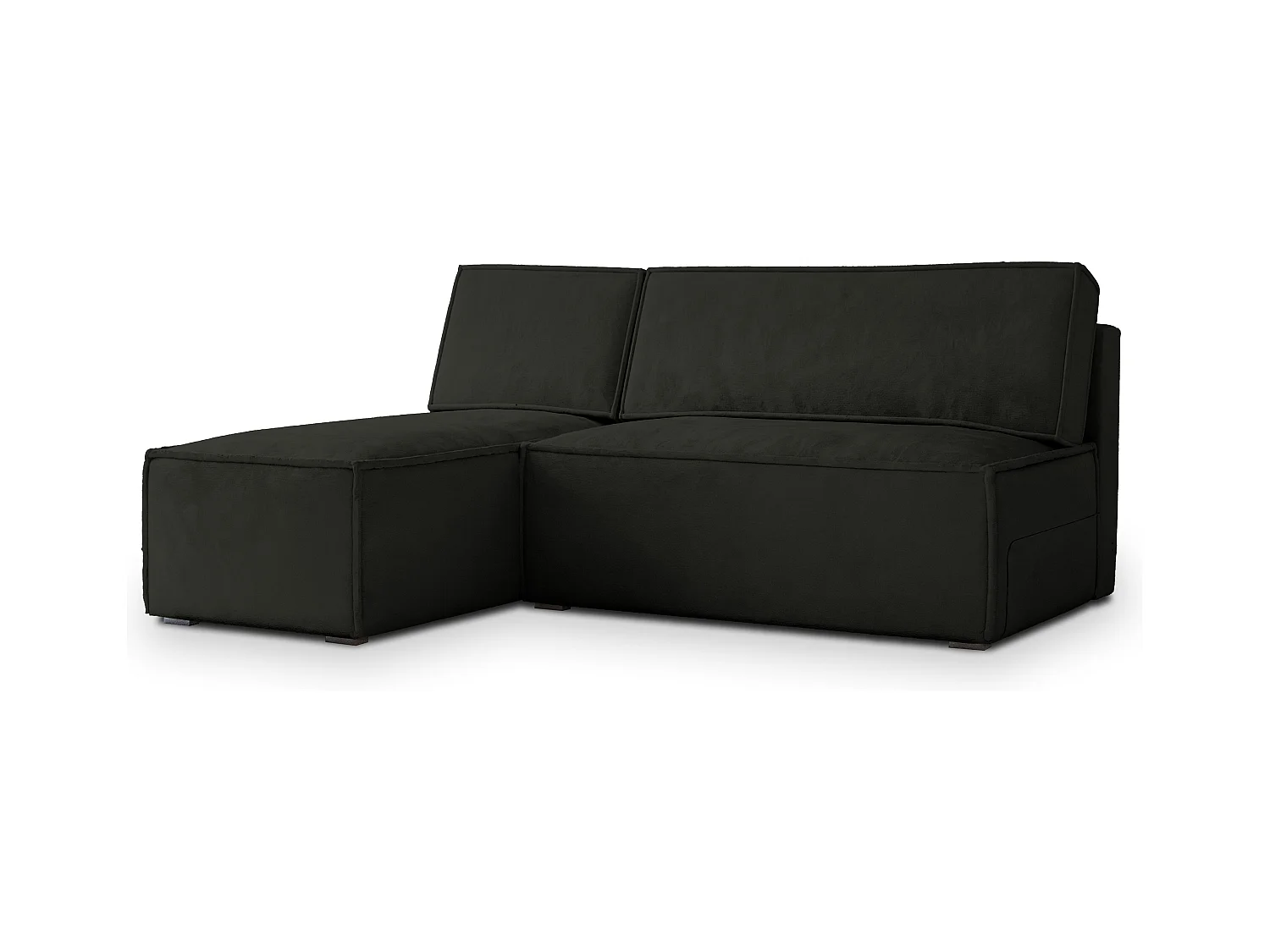 Canapé d'angle BRISO Noir en velours avec fonction de couchage