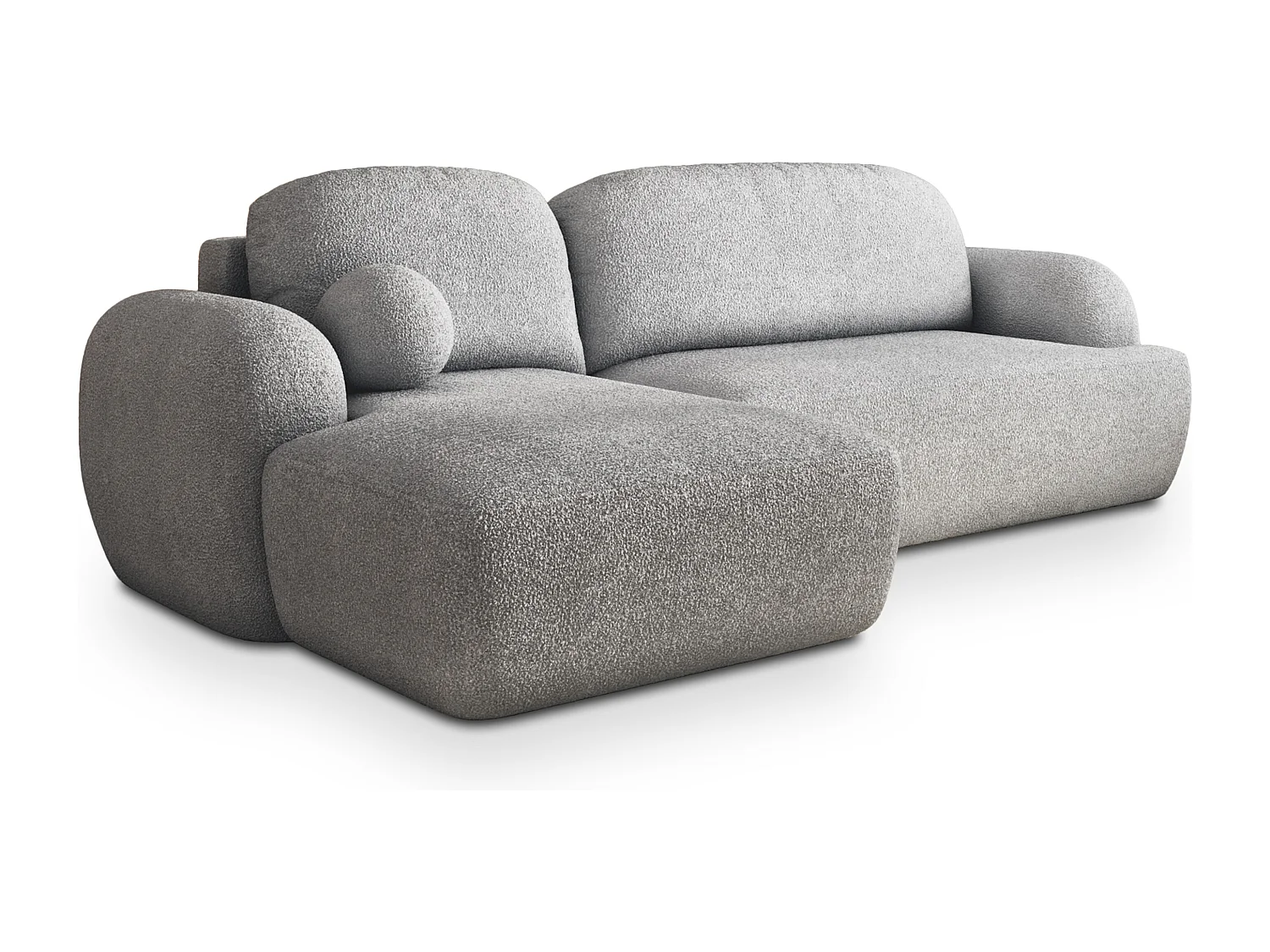 Canapé d'angle MODENZA Gris clair en bouclé avec fonction de couchage