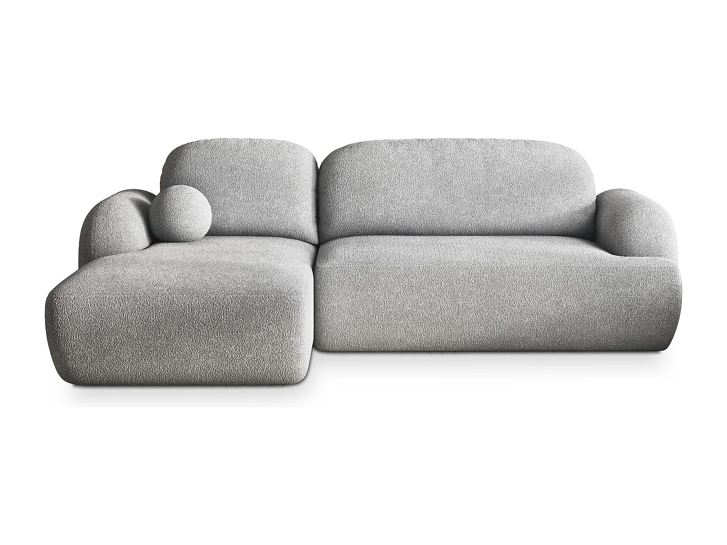 Canapé d'angle MODENZA Gris clair en bouclé avec fonction de couchage