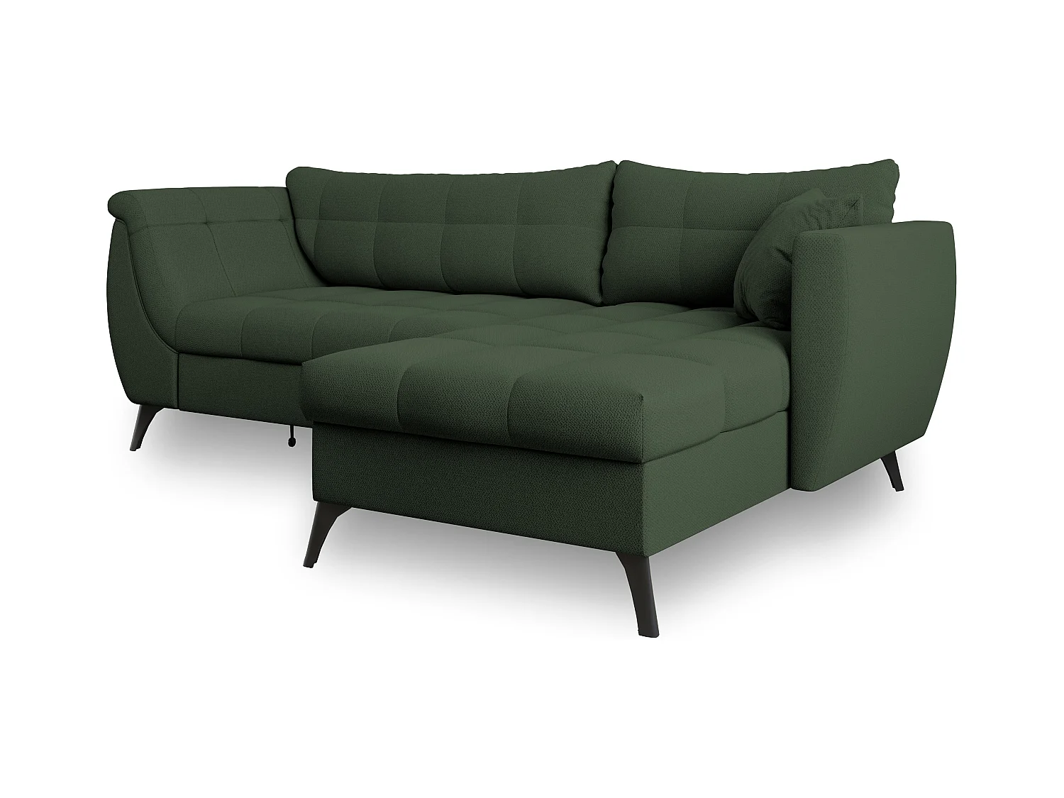 Canapé d'angle MOLLIS Vert en tissu texturé avec fonction de couchage