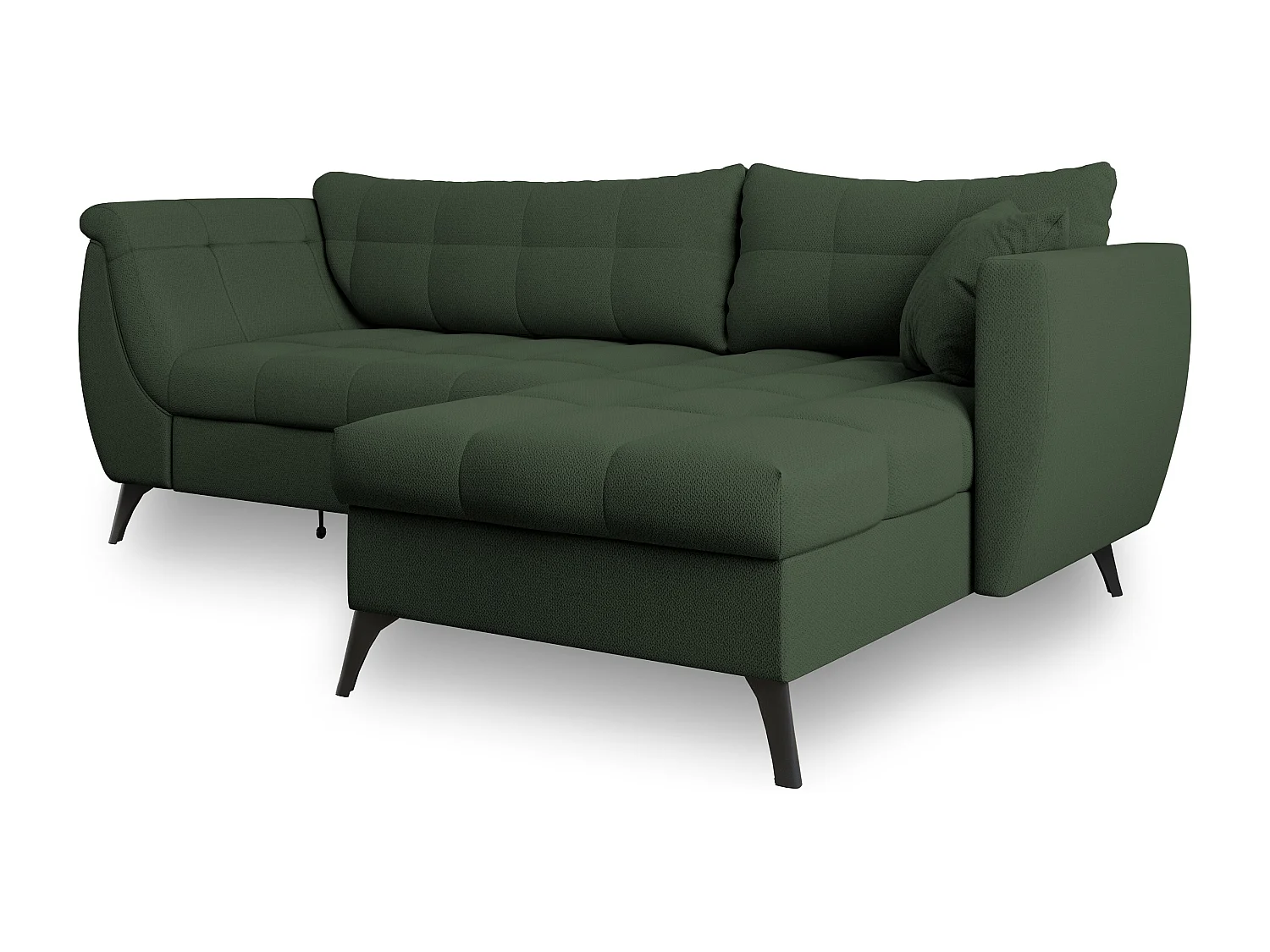 Canapé d'angle MOLLIS Vert en tissu texturé avec fonction de couchage