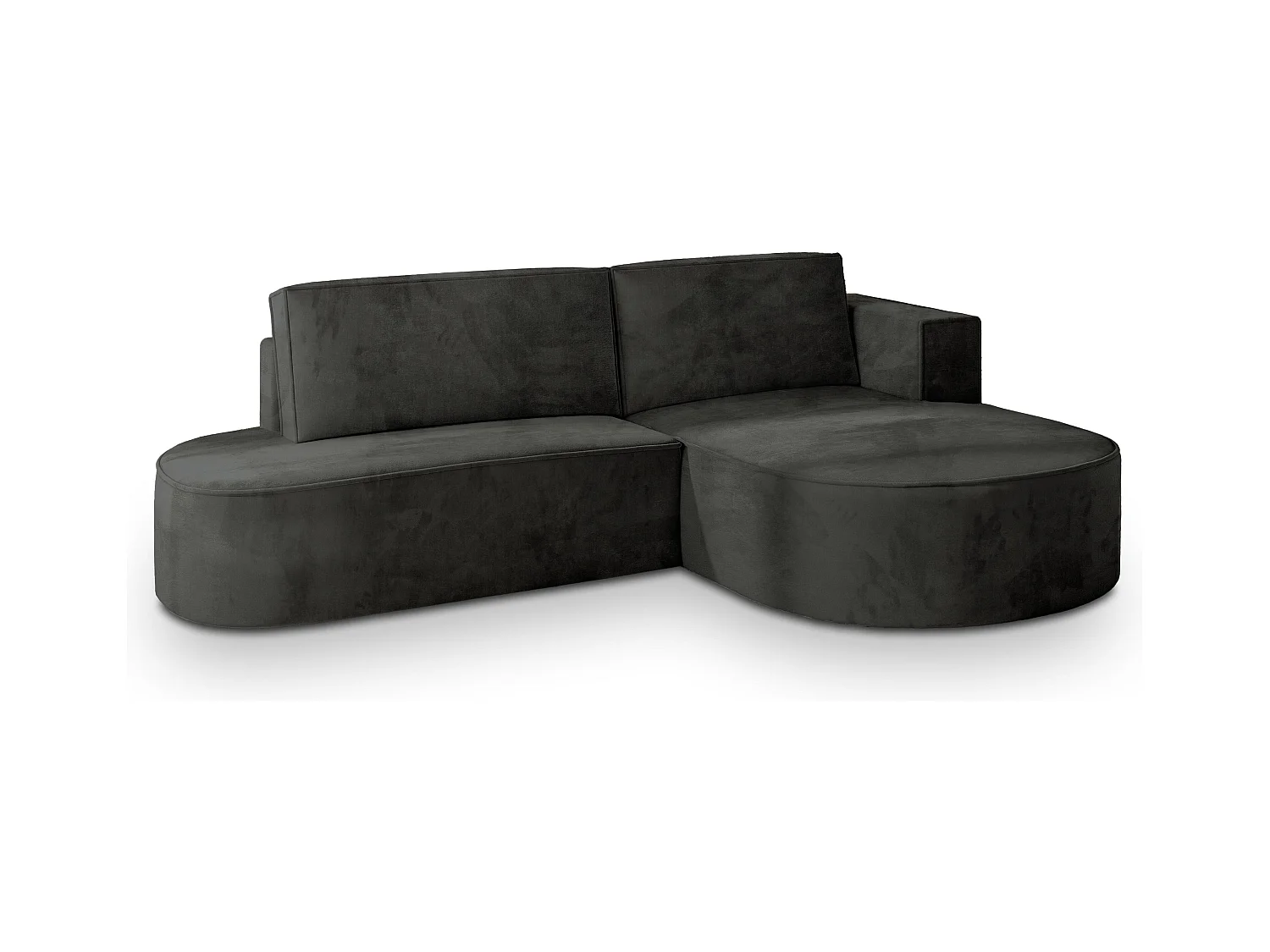 Canapé d'angle CORTIO Noir en velours avec fonction de couchage