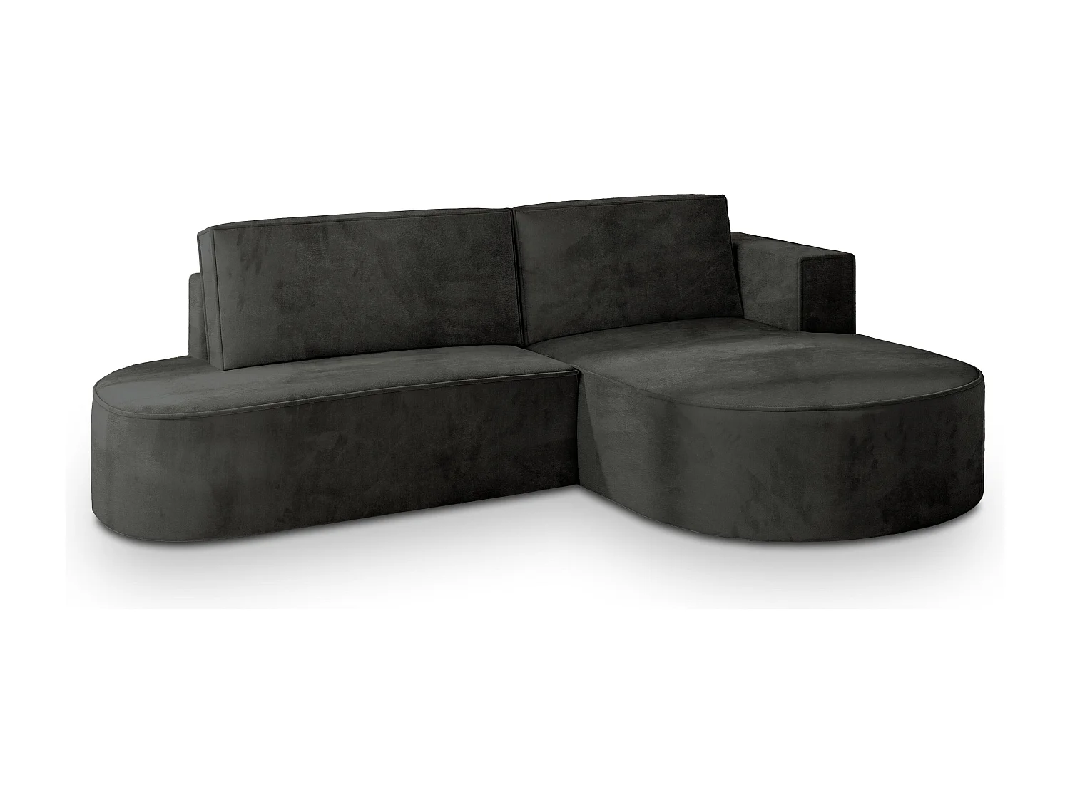 Canapé d'angle CORTIO Noir en velours avec fonction de couchage