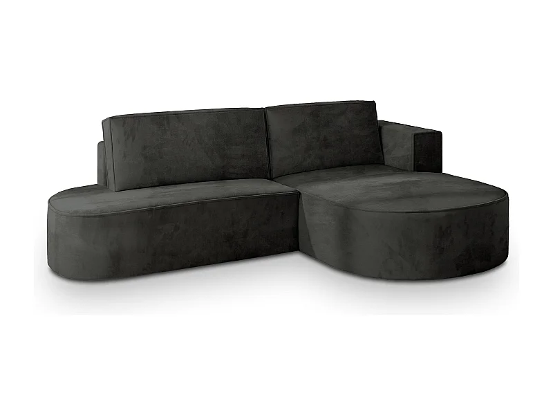Canapé d'angle CORTIO Noir en velours avec fonction de couchage