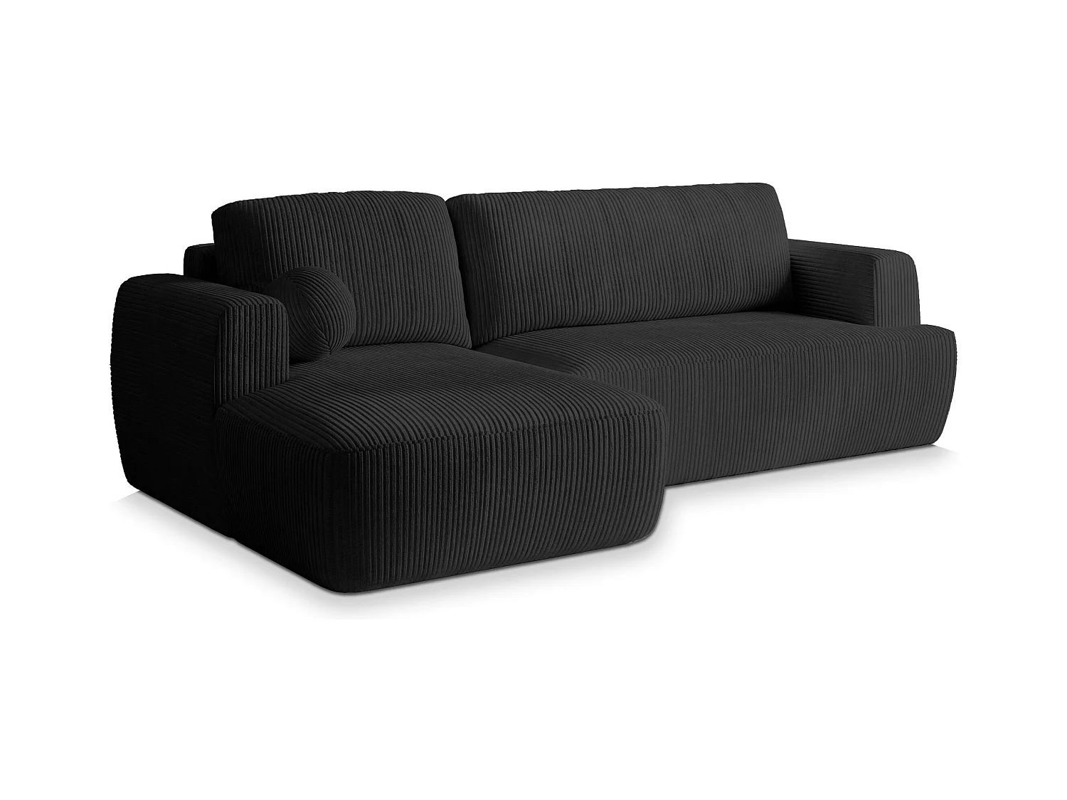 Canapé d'angle SENTI Noir en velours côtelé avec fonction de couchage