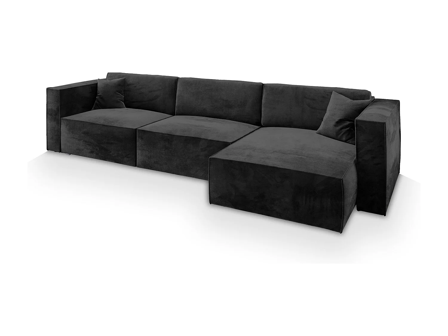 Canapé d'angle TOLMO Noir en velours avec fonction de couchage