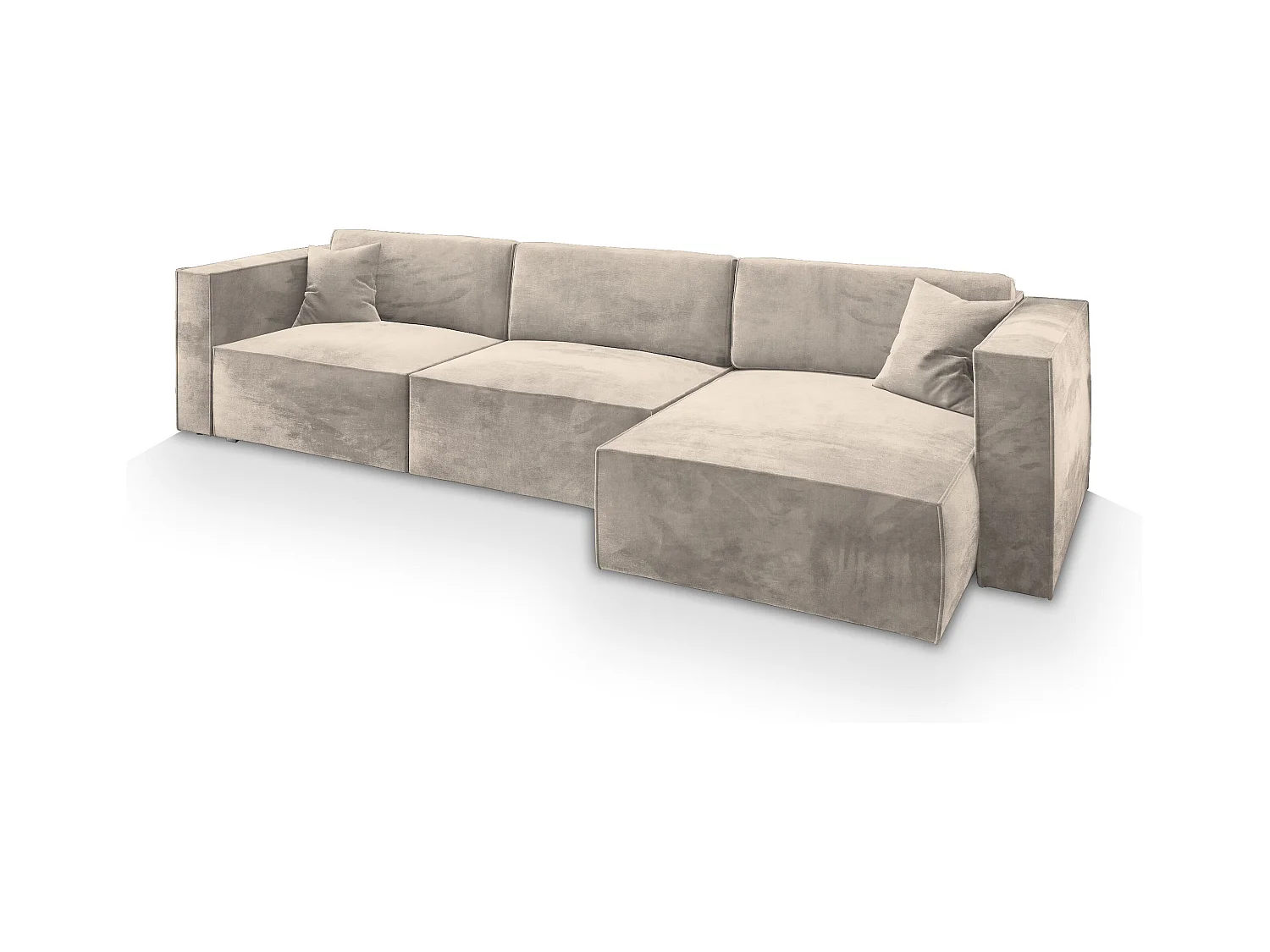 Canapé d'angle TOLMO Crème en velours avec fonction de couchage