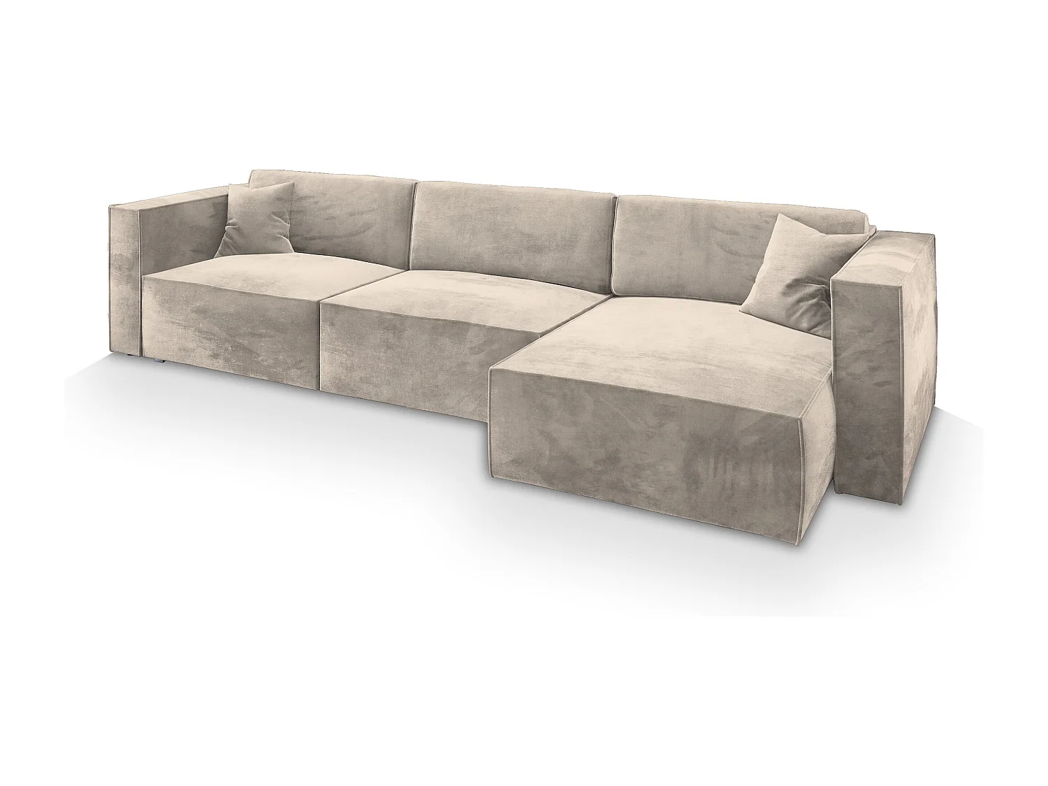 Canapé d'angle TOLMO Crème en velours avec fonction de couchage