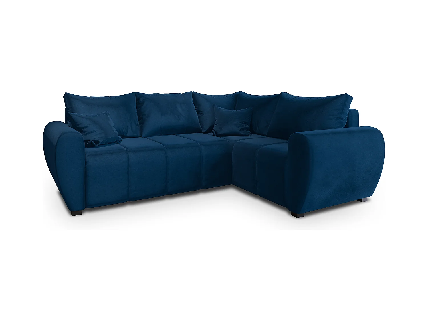 Canapé d'angle MADISON Bleu en peluche avec fonction de couchage