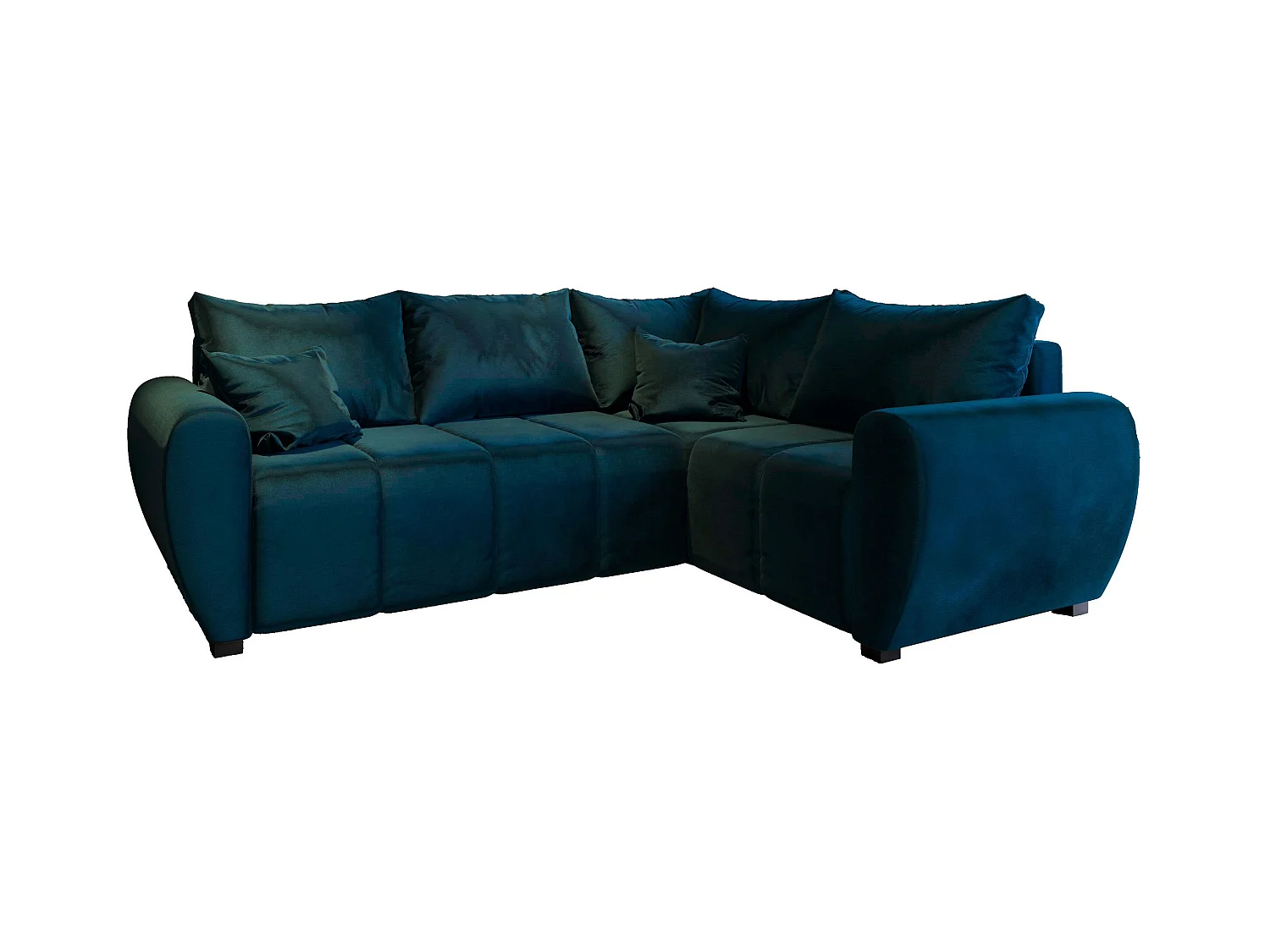 Canapé d'angle MADISON Bleu en peluche avec fonction de couchage