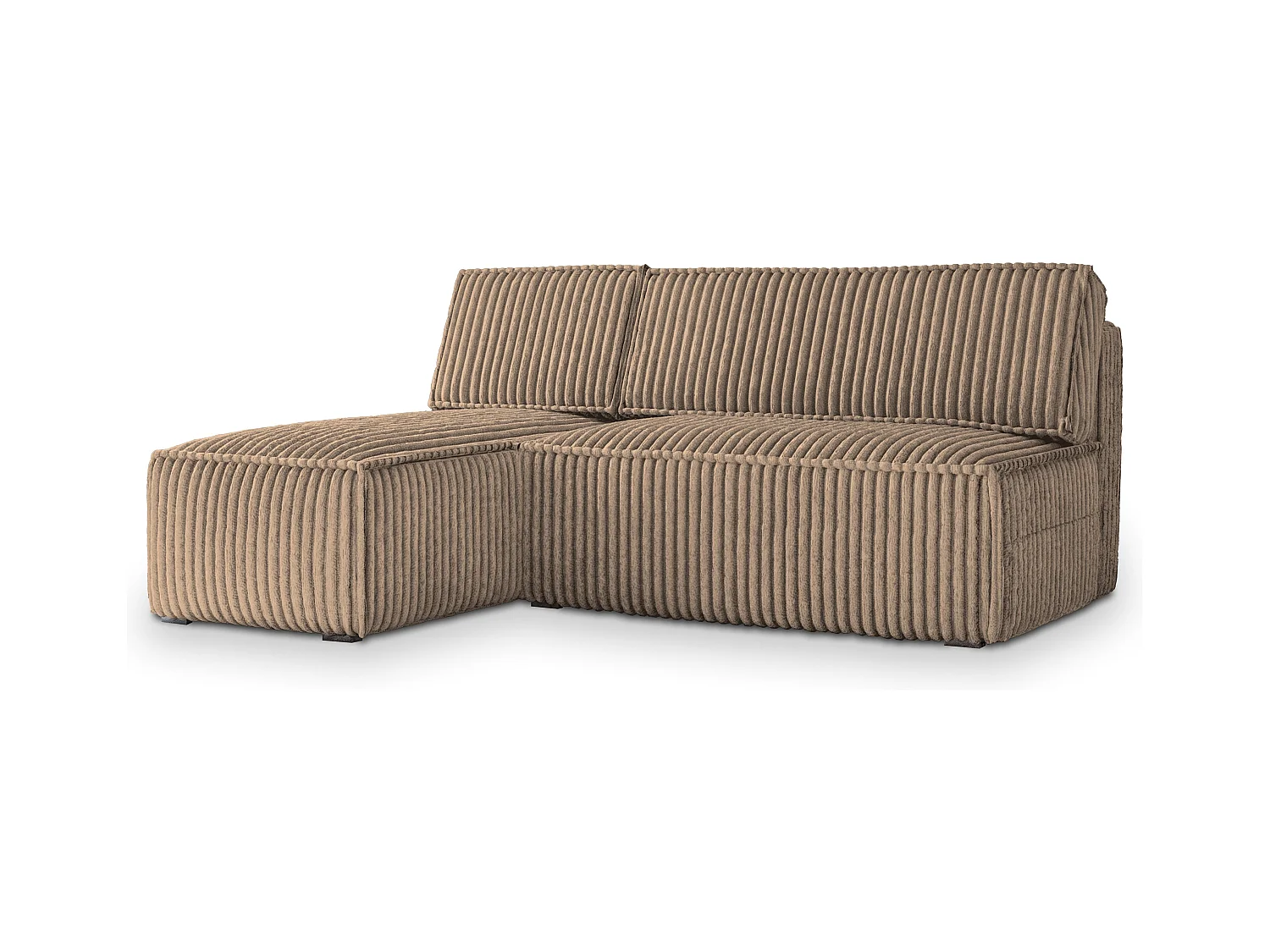 Canapé d'angle BRISO Beige en velours côtelé avec fonction de couchage