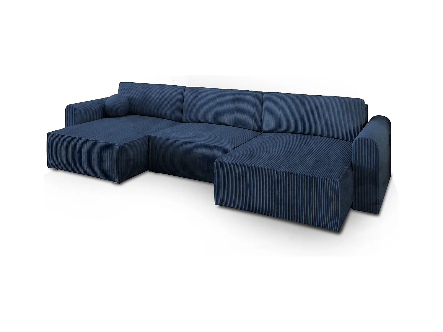 Canapé d'angle FENTO Bleu en velours côtelé avec fonction de couchage