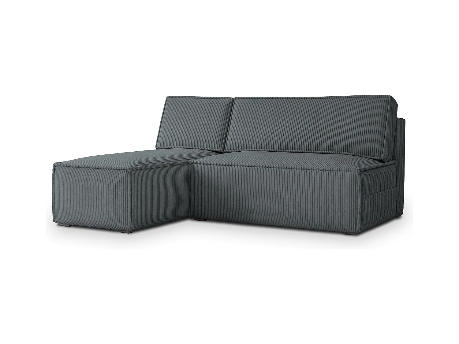 Canapé d'angle BRISO Gris en velours côtelé avec fonction de couchage