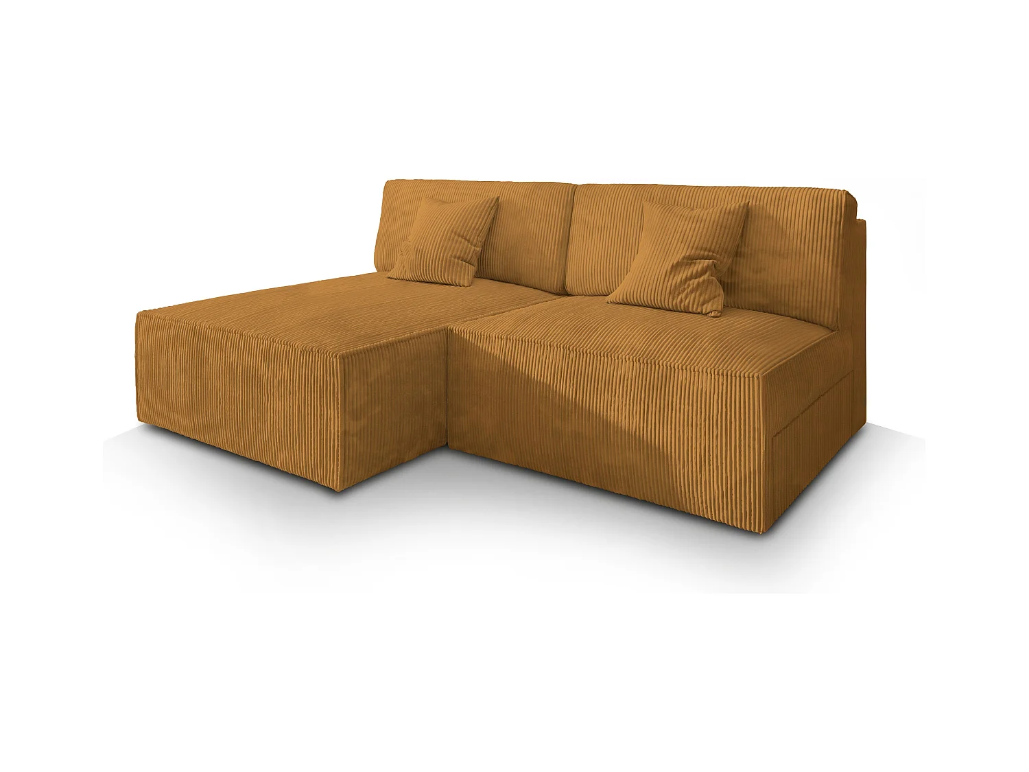 Canapé d'angle FIORO Jaune en velours côtelé avec fonction de couchage