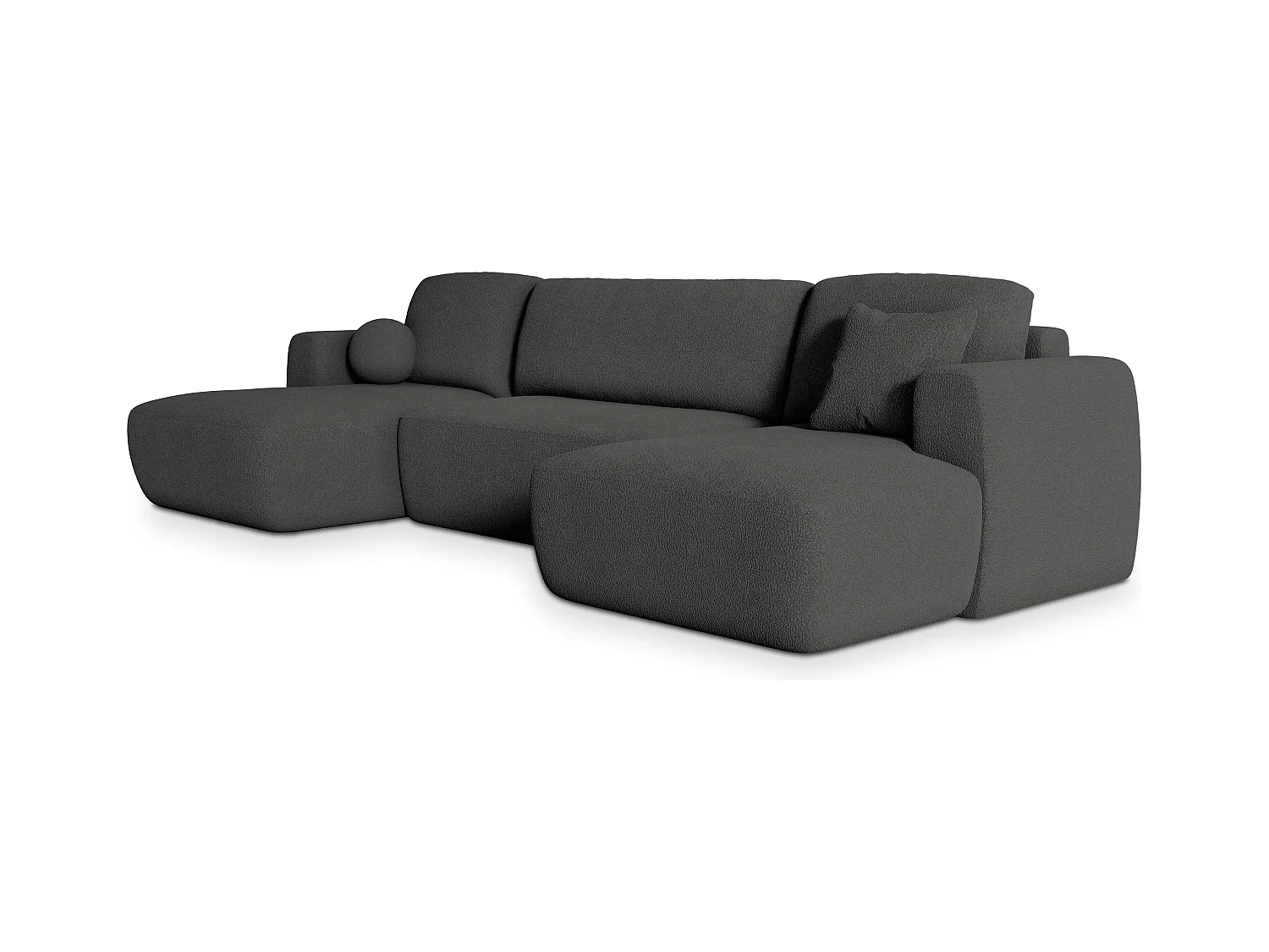 Canapé d'angle SENTUM Gris en bouclé avec fonction de couchage