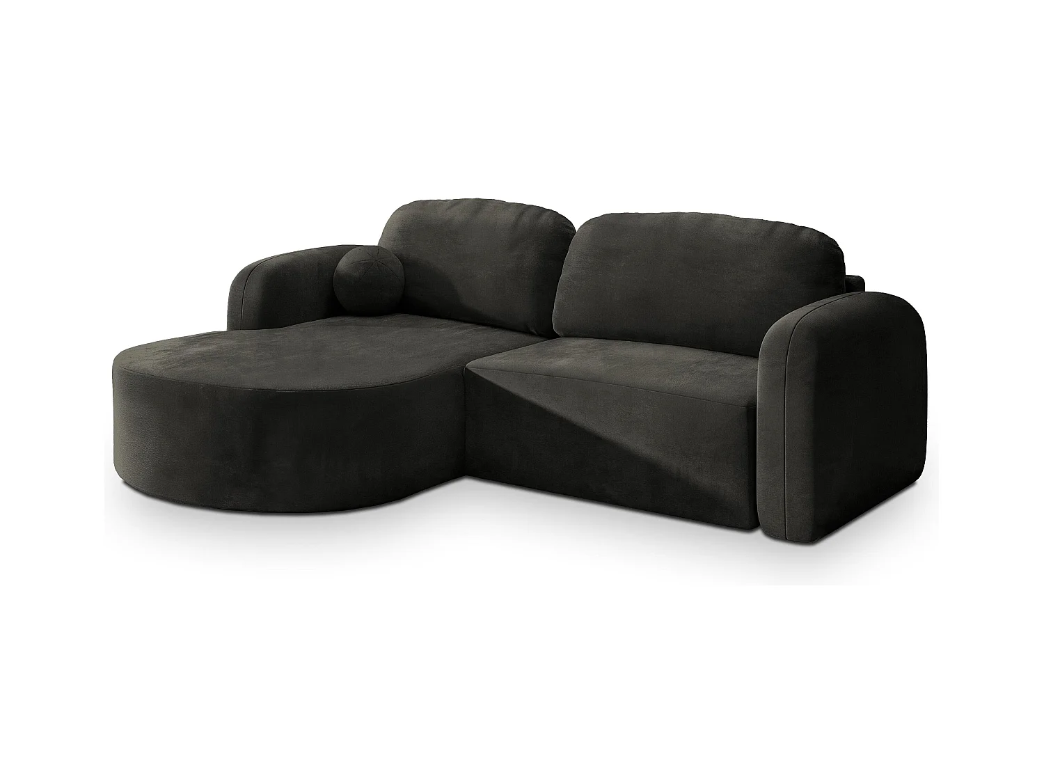 Canapé d'angle AMILIA Noir en velours avec fonction de couchage