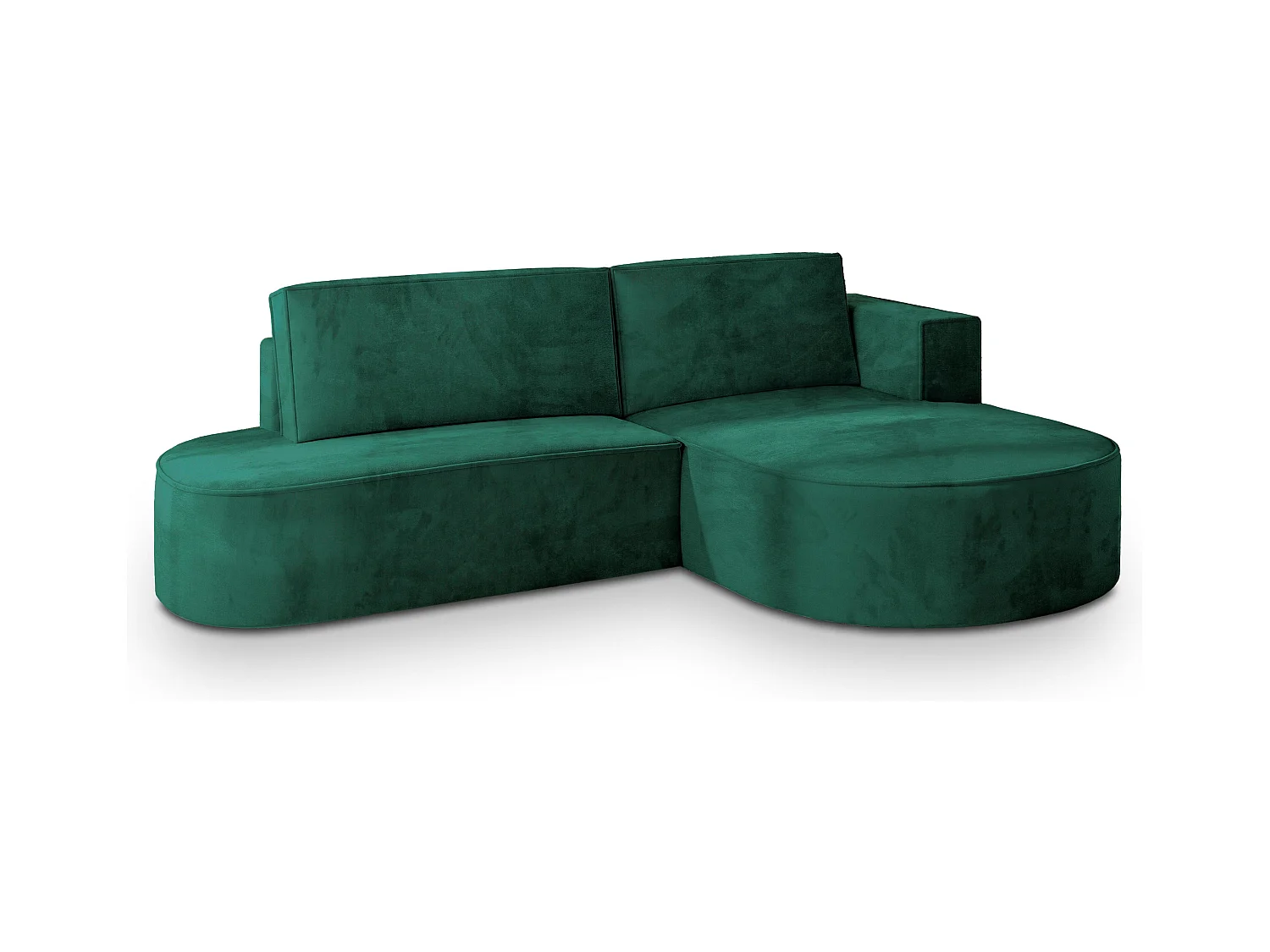 Canapé d'angle CORTIO Vert Sapin en velours avec fonction de couchage