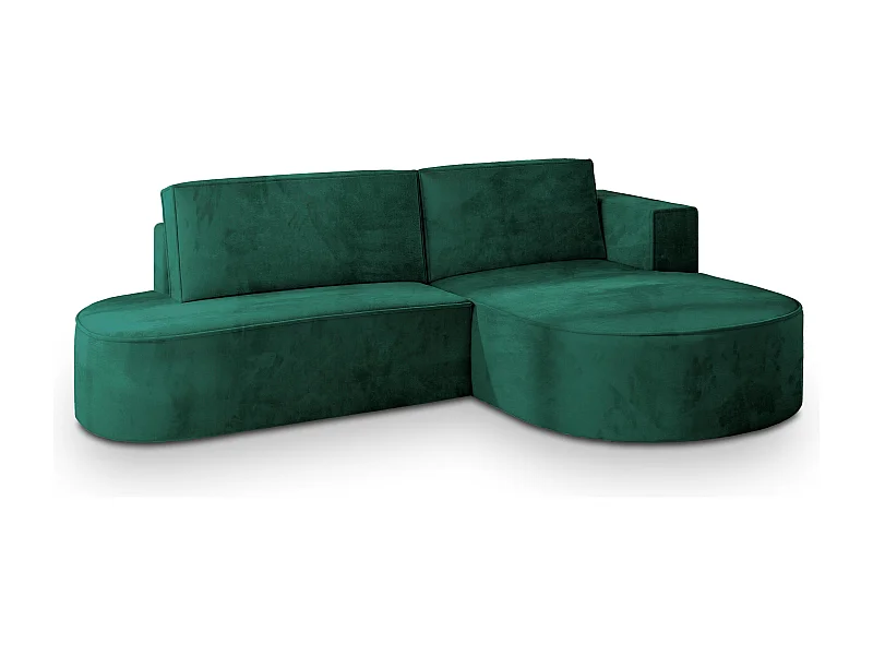 Canapé d'angle CORTIO Vert Sapin en velours avec fonction de couchage