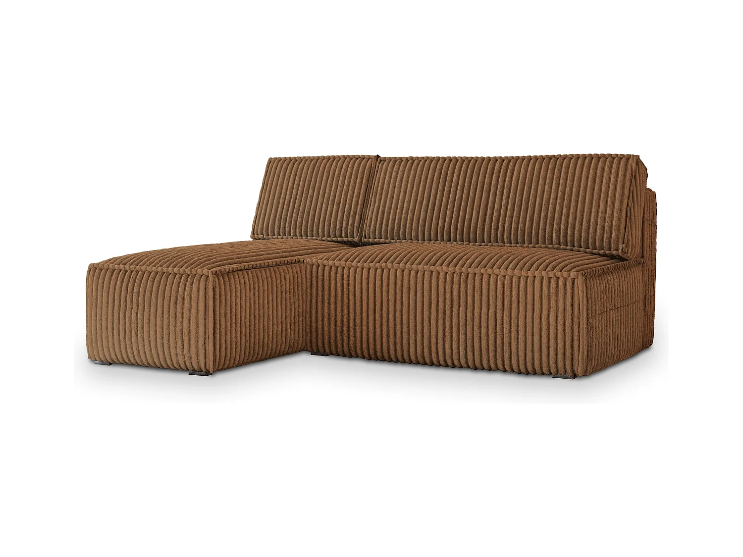Canapé d'angle BRISO Cuivré en velours côtelé avec fonction de couchage