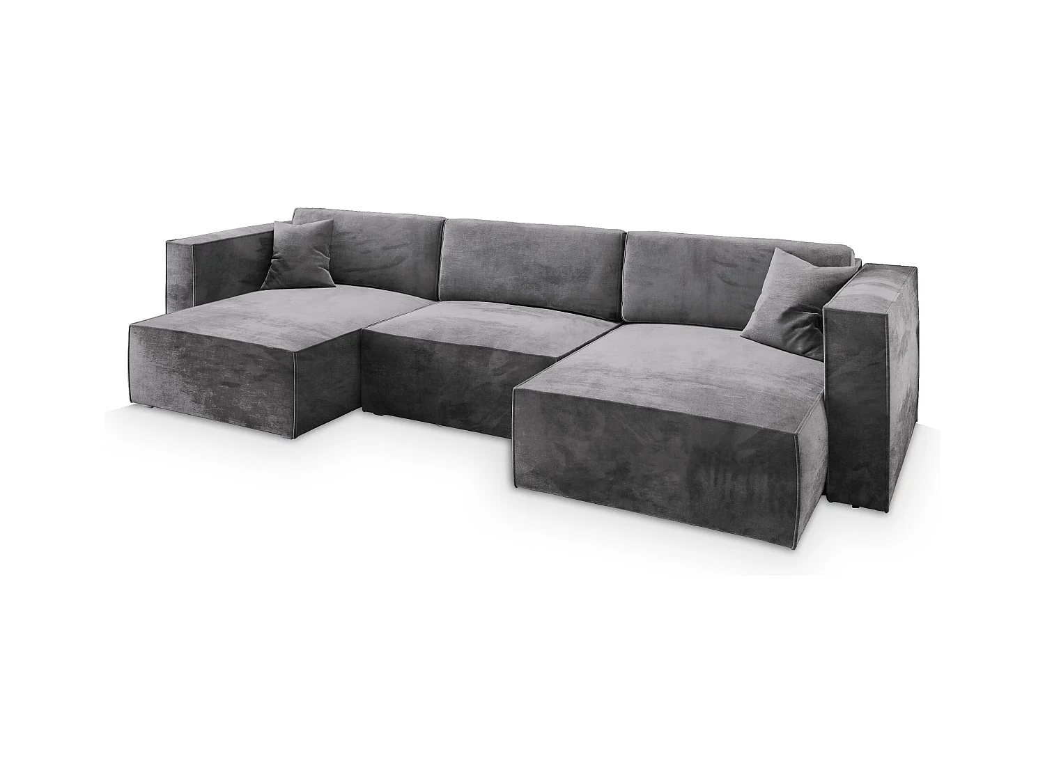 Canapé d'angle SARMO Gris en velours avec fonction de couchage