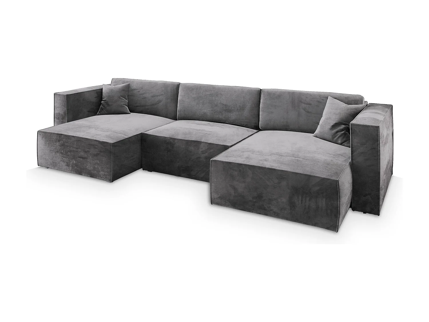 Canapé d'angle SARMO Gris en velours avec fonction de couchage