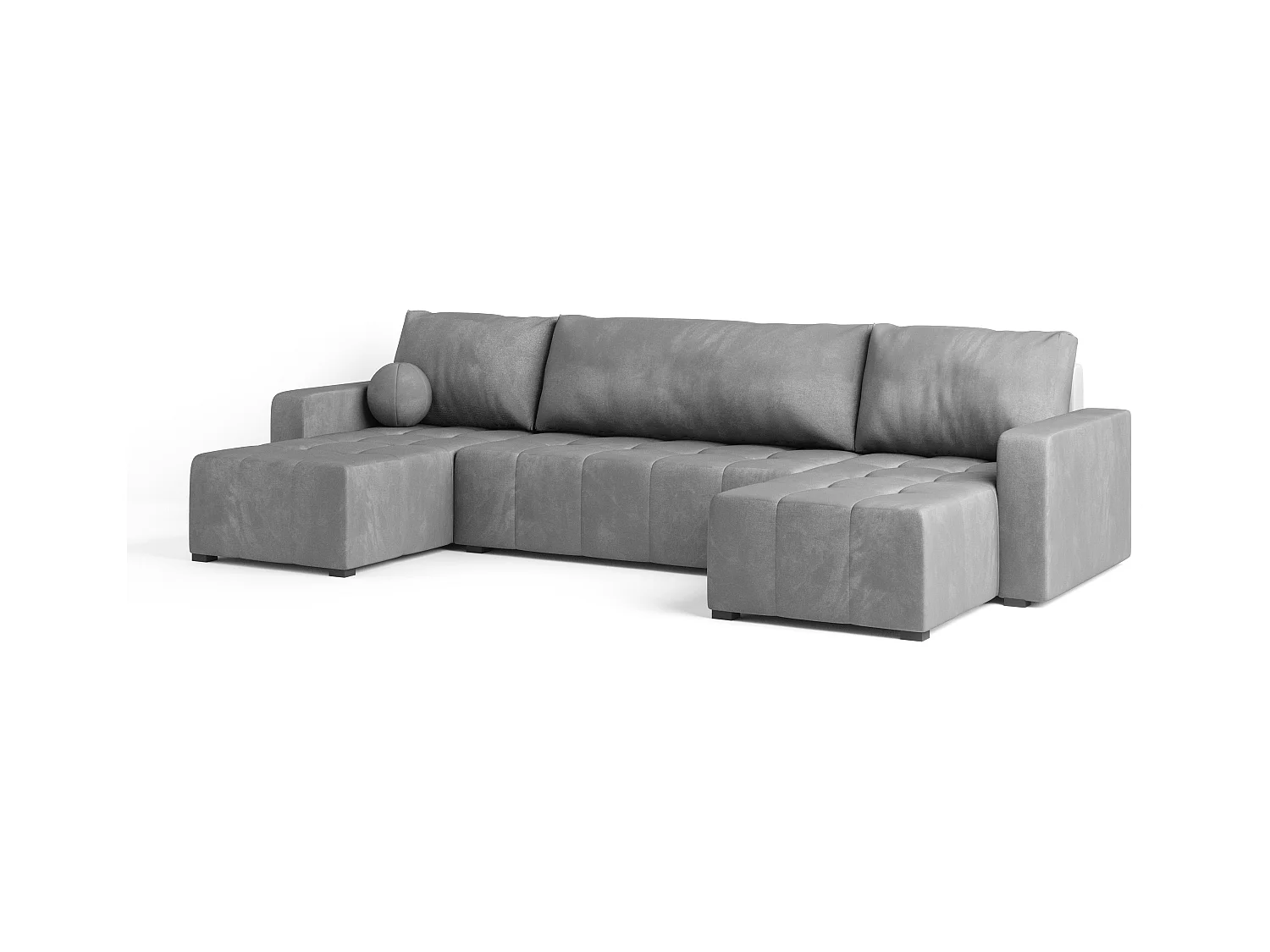 Canapé d'angle TOLARI Gris clair en peluche avec fonction de couchage