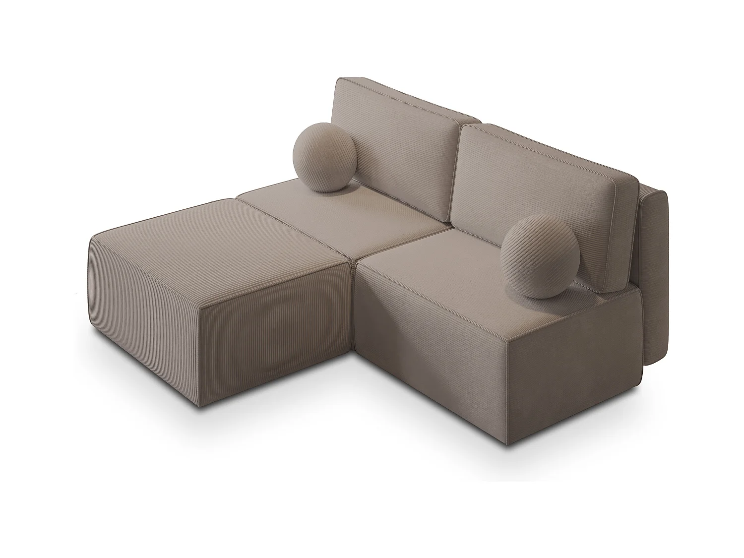 Canapé d'angle VARNA Beige en velours côtelé avec fonction de couchage