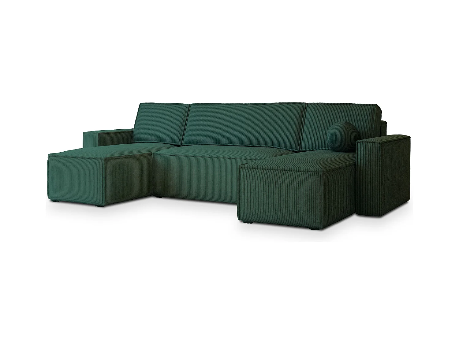 Canapé d'angle PESANO Vert en velours côtelé avec fonction de couchage
