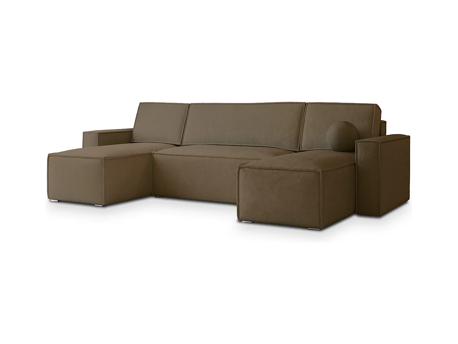 Canapé d'angle PESANO Beige en velours avec fonction de couchage