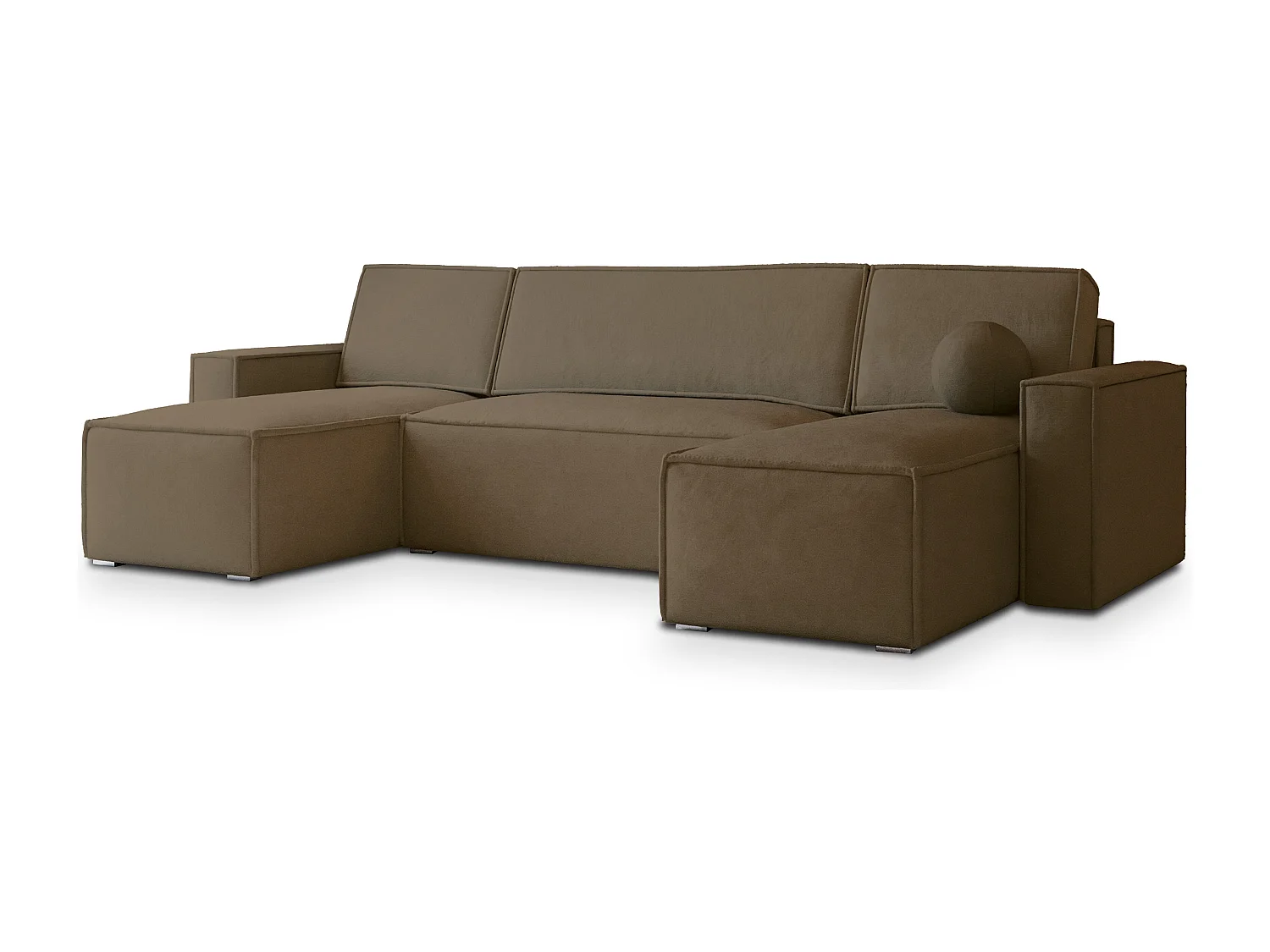 Canapé d'angle PESANO Beige en velours avec fonction de couchage