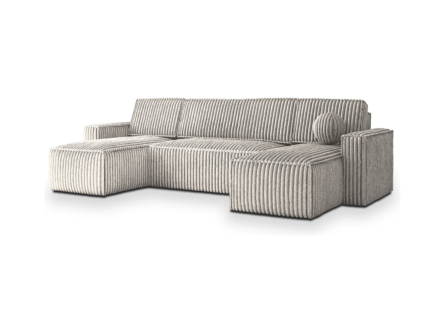 Canapé d'angle PESANO Gris clair en velours côtelé avec fonction de couchage