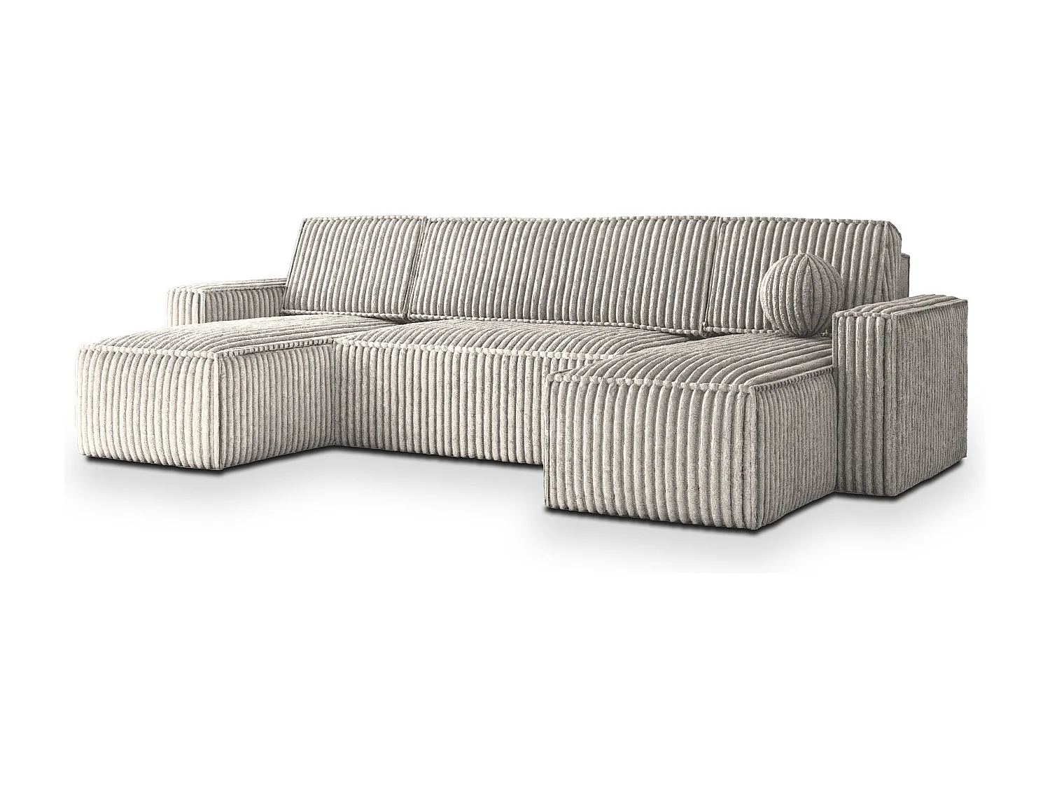 Canapé d'angle PESANO Gris clair en velours côtelé avec fonction de couchage