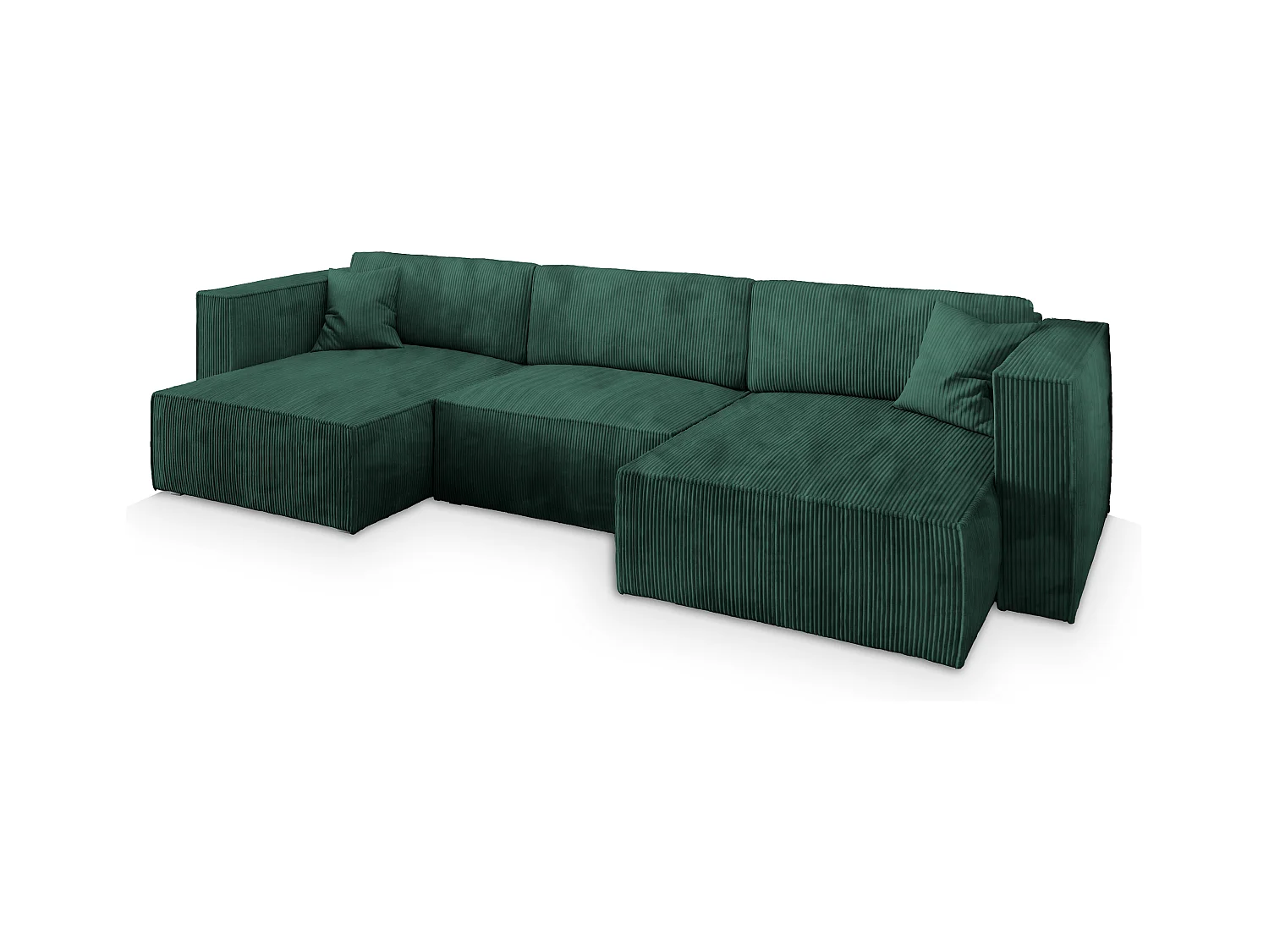 Canapé d'angle SARMO Vert Sapin en velours côtelé avec fonction de couchage